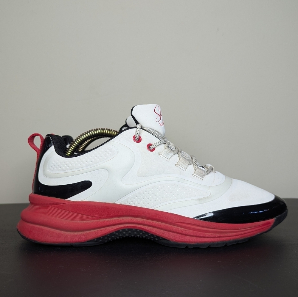 Skechers Ashley Park Street Glam Point the Way Sneakers White‎ Black Red Size 8